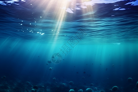 蓝色海洋深海光线素材高清图片