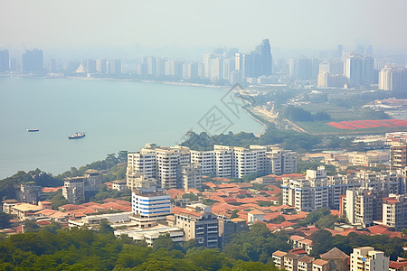 大海与城市背景图片