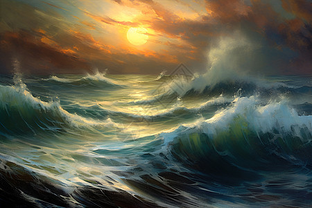 汹涌的海洋海浪图片