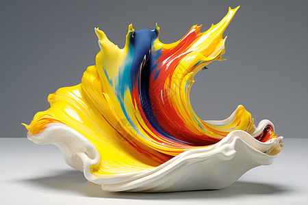 色彩旋涡的抽象雕塑图片