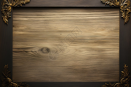 精雕细琢的木质镶金画框背景图片