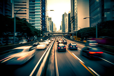 繁华的城市交通道路背景图片