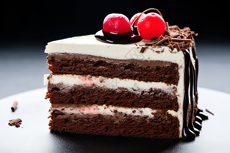 新鲜烘焙的黑森林蛋糕图片