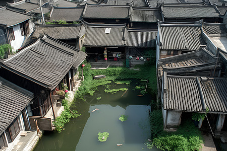 水巷中国水乡美景背景