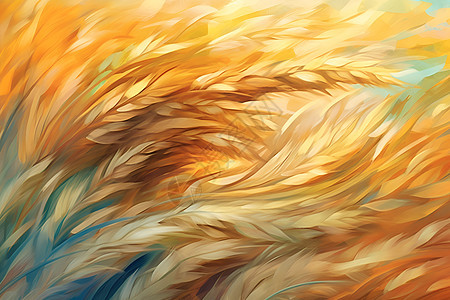 小麦飞舞的油画背景图片