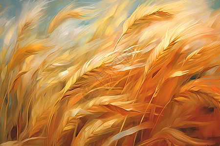 袅袅麦浪一片油画背景图片