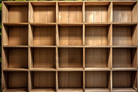 木质书架中的艺术安装图片