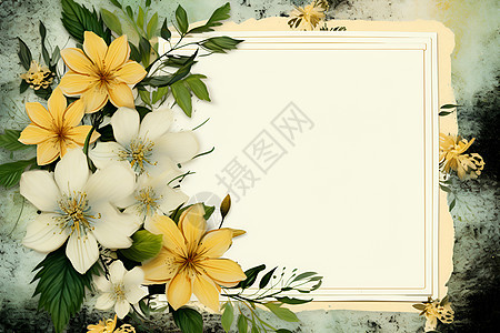 清新夏日花朵装饰的相框图片