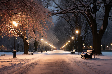 冬日积雪的道路图片