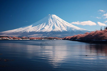 美丽的雪山湖泊背景图片