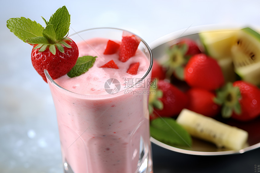 凉爽的草莓果汁图片
