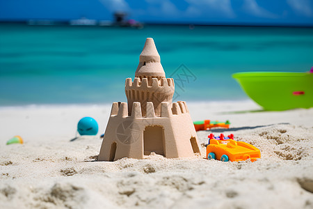 沙滩玩耍儿童儿童玩耍的沙滩玩具背景