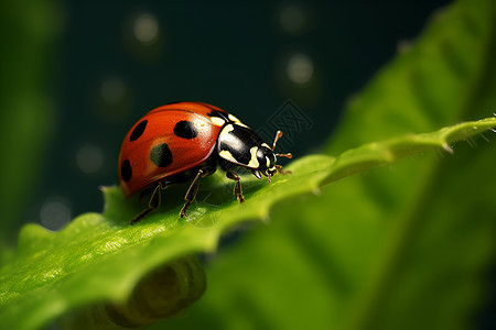 草叶上的斑点瓢虫背景图片