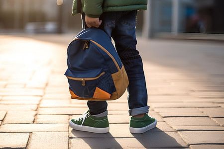 放学回家的小男孩背景图片