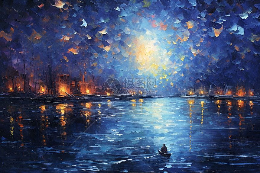 夜航的孤舟插画图片下载-正版图片600906813-摄图网
