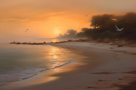 黄昏时分的海滩图片