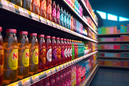 五彩斑斓的超市货架背景图片