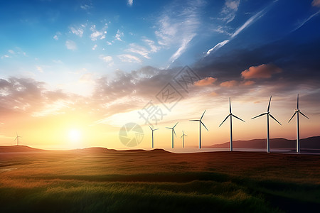 新能源发电的风力涡轮机背景图片