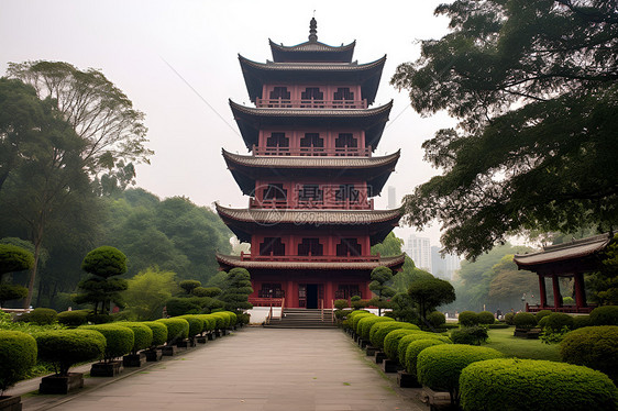 佛教园林建筑的古遗址图片