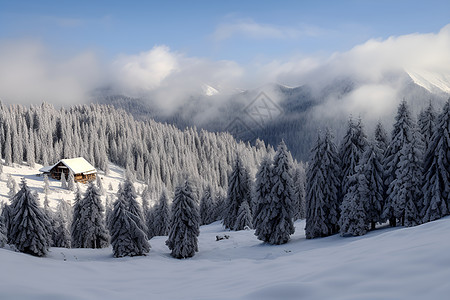 白雪皑皑的雪山景观背景图片