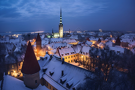美丽的冬季城市景观背景图片