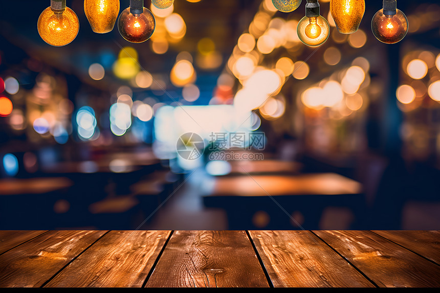 餐厅的木质桌面背景图片
