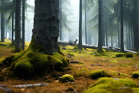 迷雾笼罩的丛林景观图片