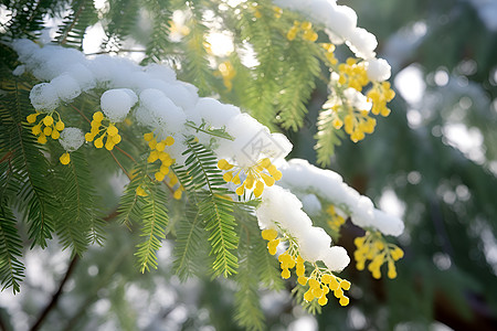 白雪皑皑的梅花植物图片