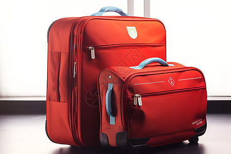 两个红色的行李箱图片