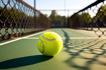 地面上绿色的网球图片