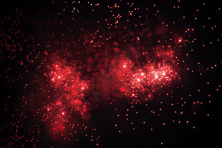 星空中一个红色的烟花图片