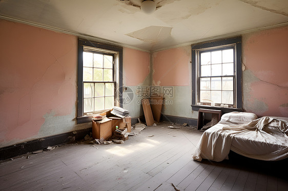 废弃的家庭卧室图片