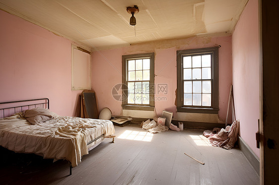 荒废破旧的卧室图片
