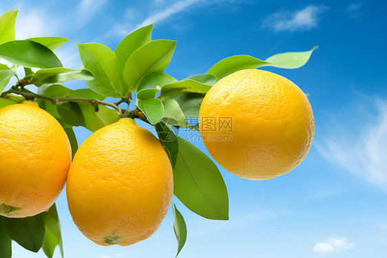 悬挂在树上的柠檬图片