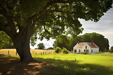 农田中的一座房子图片