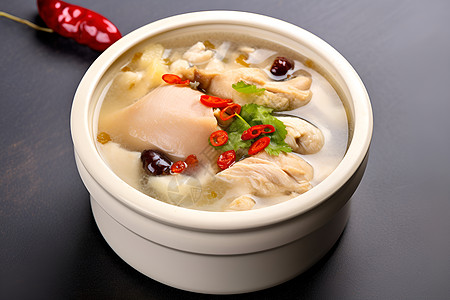 中式泡菜传统的中式鸡汤背景