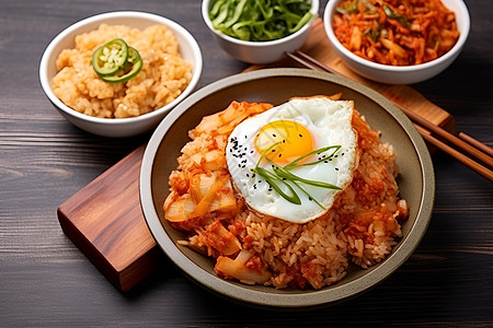 美味诱人的韩式泡菜拌饭图片