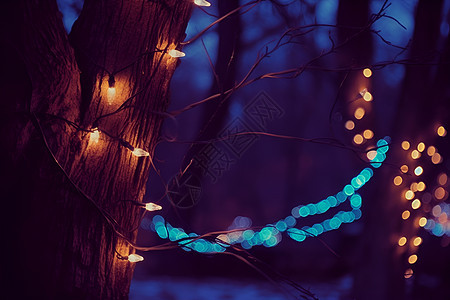 庆祝节日的树木灯光背景图片
