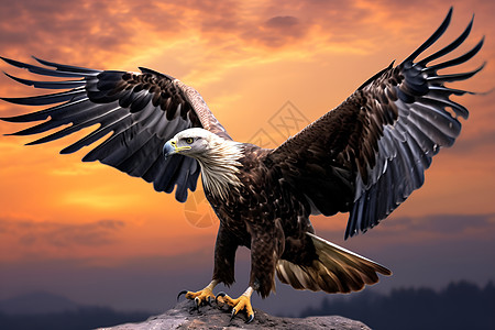 展翅翱翔的秃鹰背景图片