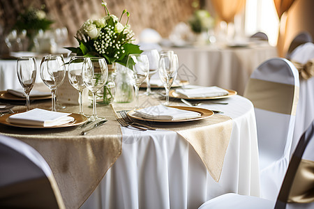 精美布置的婚宴餐桌图片