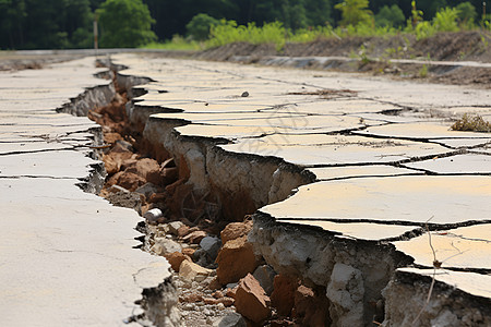 一个损坏严重的道路图片