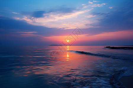 海边黄昏的日落背景图片