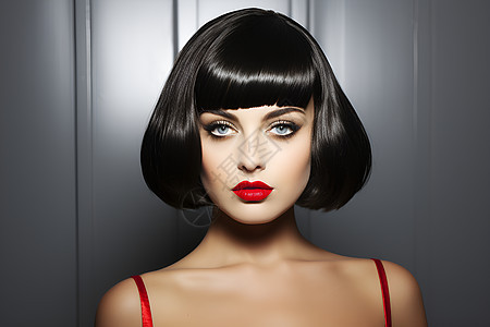 红唇美妆的模特背景图片