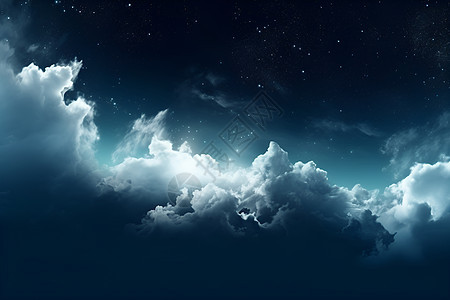 星空飘云下的深夜世界图片