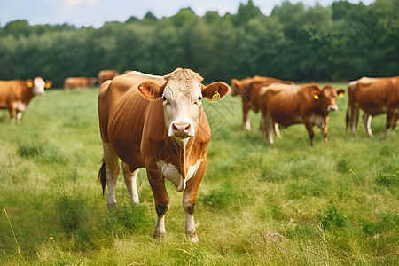 乡村牧场上的牛高清图片