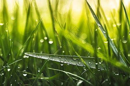 春雨洗净的翠绿草丛背景图片