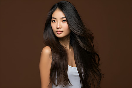 亚洲美女展示完美肌肤背景图片
