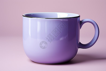 紫色的杯子放在桌上图片
