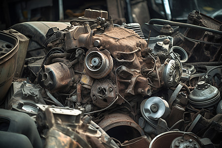 废弃汽车堆汽车底壳素材高清图片