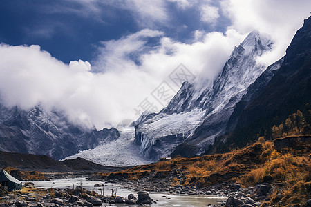 户外的雪山背景图片